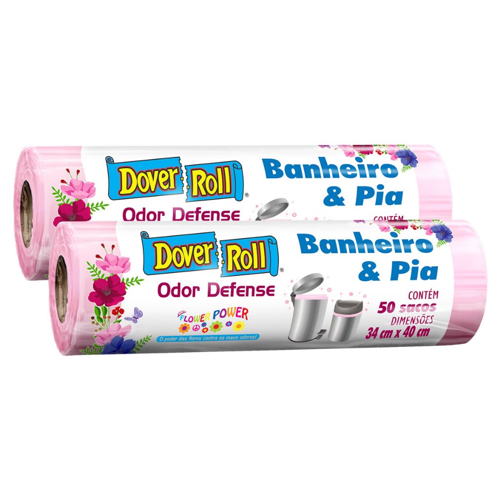 Kit com 2 Sacos Para Lixo Banheiro e Pia Odor Flower 34x40cm 50un - Dover Roll em Oferta na Shopee