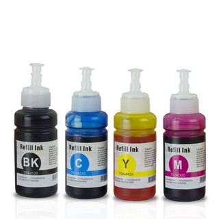 Kit 4 Refil de Tinta Para Impressora L120 L200 L220 L375 L395 L396 L355 L365