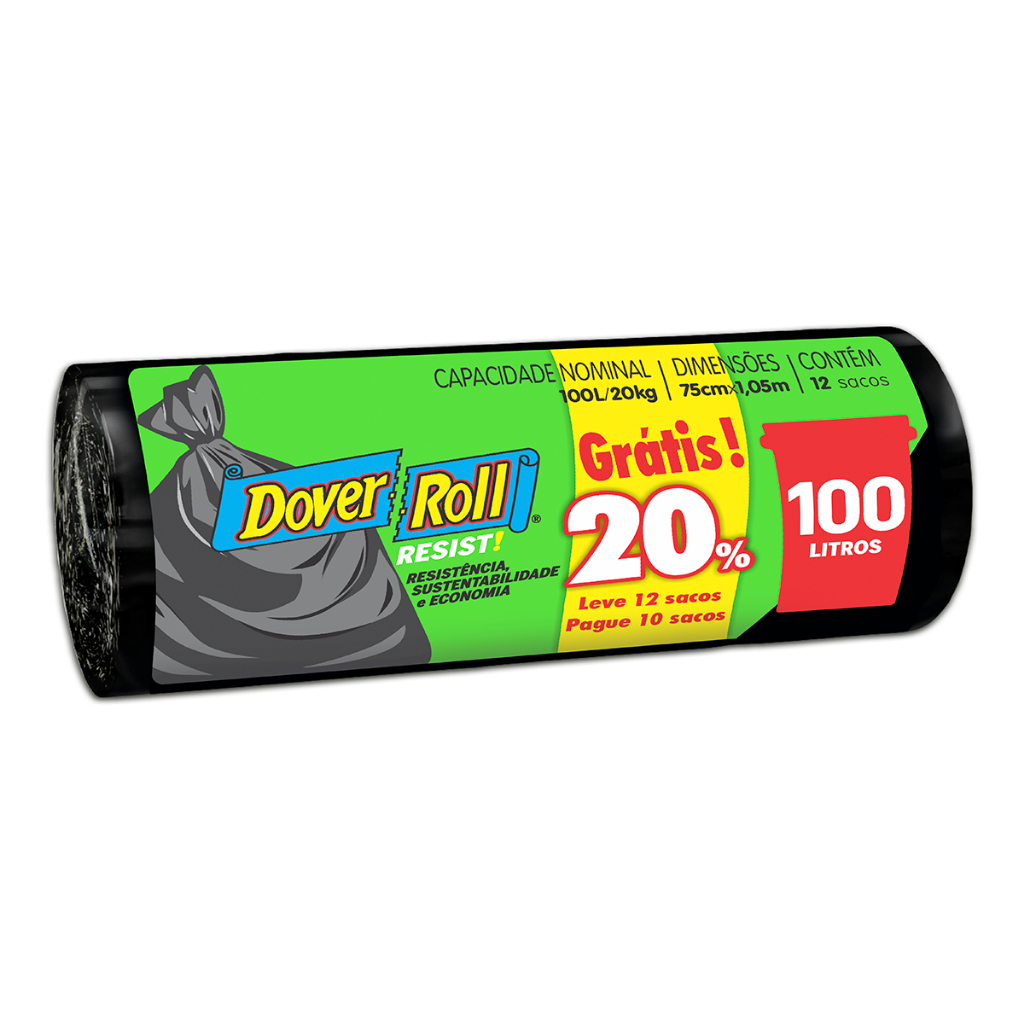 Saco Para Lixo Resist! Preto 100L 10un + 20% - Dover Roll em Oferta na Shopee
