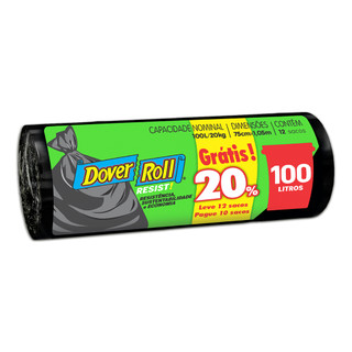 Saco Para Lixo Resist! Preto 100L 10un + 20% - Dover Roll