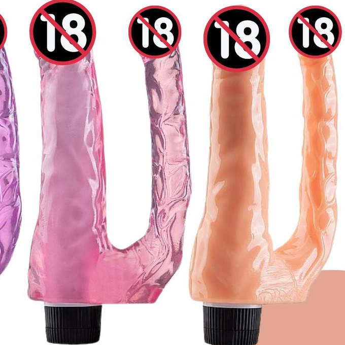 Dildo Realístico Duplo com Vibro, Dupla Penetração Anal e Vaginal em Oferta na Shopee