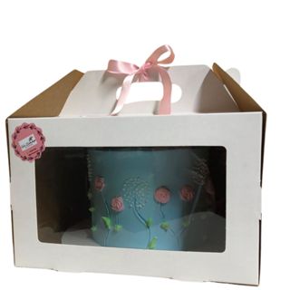 Caixas para bolo padrão com alça e visor em acetato 25x25x16cm em Oferta na Shopee