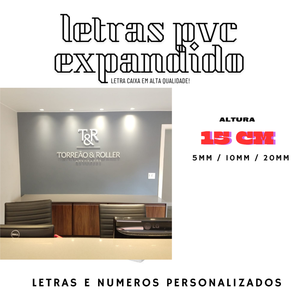 Letra em pvc expandido 15 cm 10mm Fachada logomarca logotipo