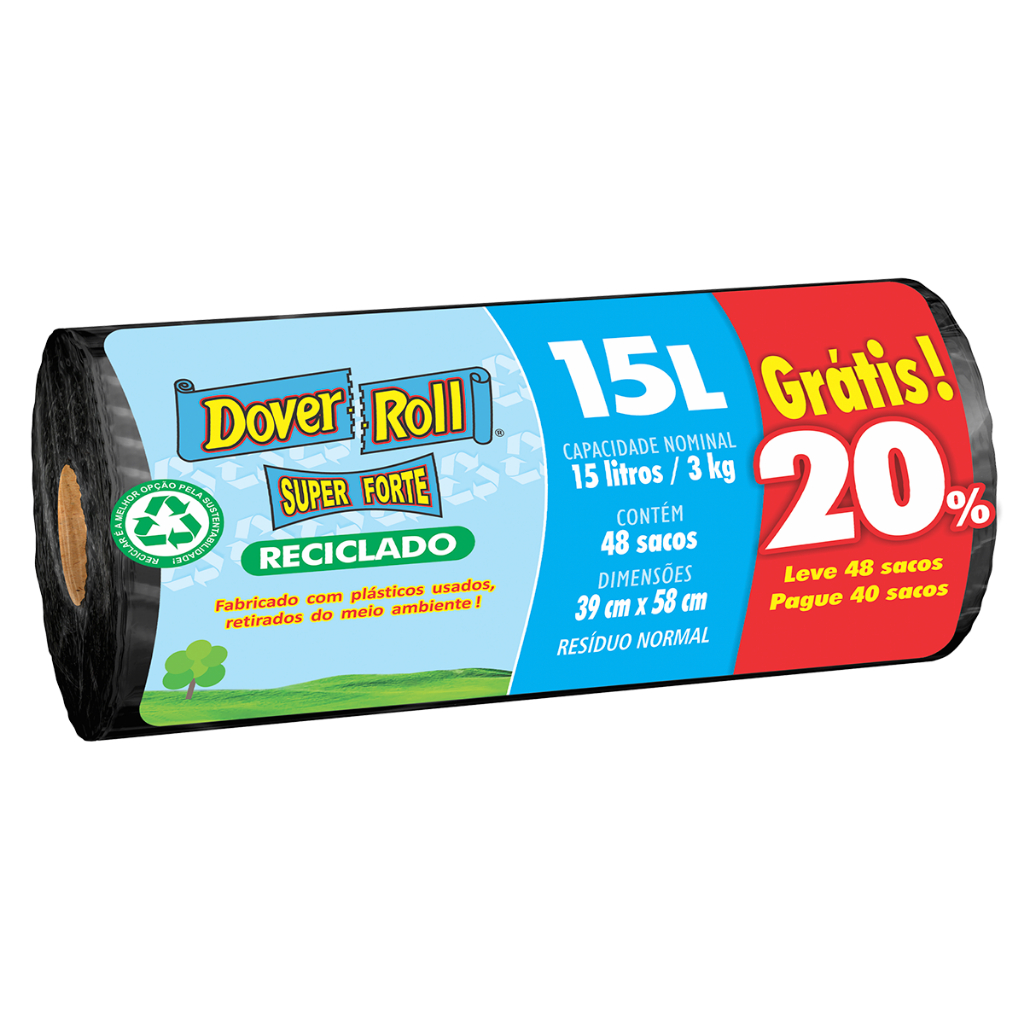 Saco Para Lixo Super Forte Reciclado 15L 40un + 20% - Dover Roll em Oferta na Shopee
