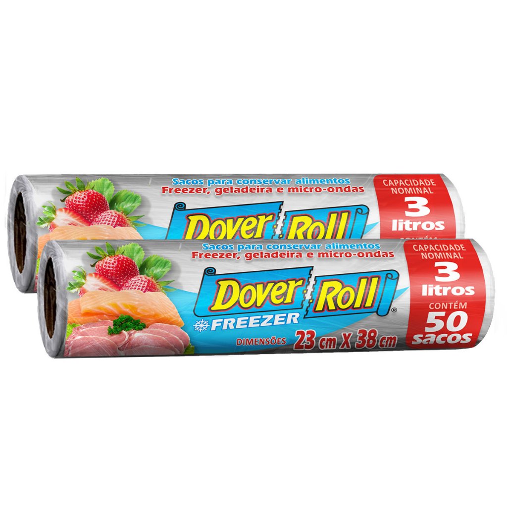 Kit 2 Sacos Para Alimentos Freezer-Roll 3L 50un/cd F - Dover Roll em Oferta na Shopee