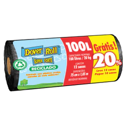 Saco Para Lixo Super Forte Reciclado 100L 10un + 20% - Dover Roll