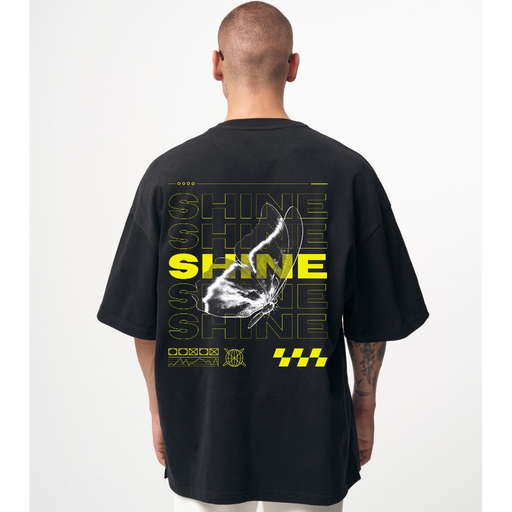 Camiseta 100% Algodão Oversized Estampa Borboleta Masculino Feminino Academia Camisa Preta