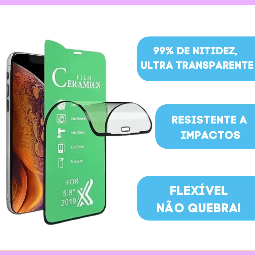 Película Cerâmica Hidrogel Flexível Para Motorola / One / One Vision / One Fusion / One Fusion Plus / One Hyper / One Zoom / Protetor de Tela Inteira 3D