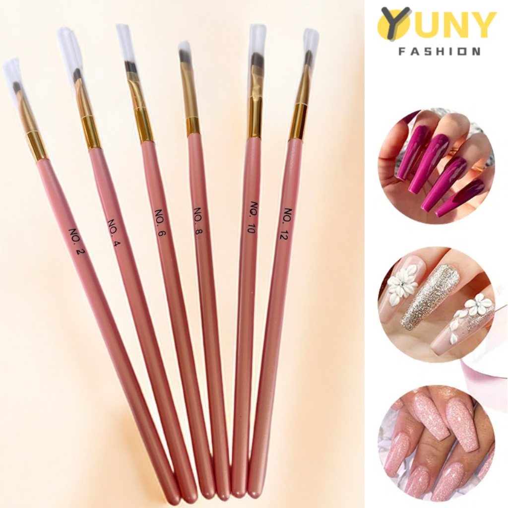 Kit com 6 Pinceis lingua de gato para unhas