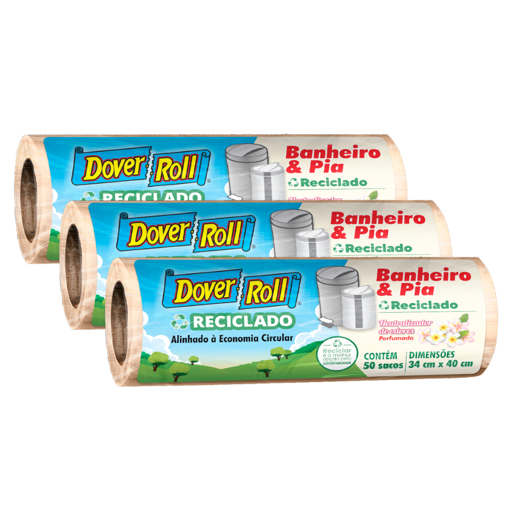 Kit 3 Sacos Para Lixo Banheiro e Pia Odor Defense Reciclado 34x40cm 50un - Dover Roll em Oferta na Shopee