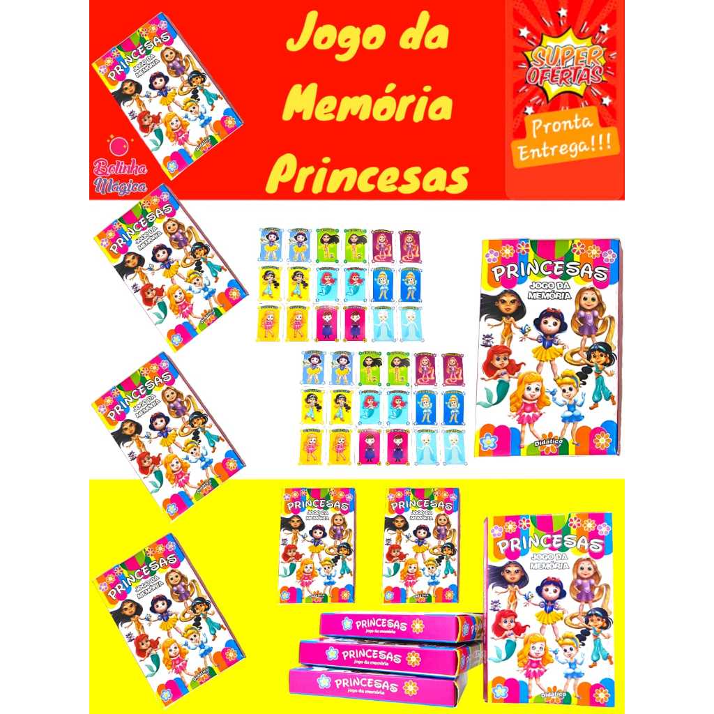 Kit 10 Jogo Da Memoria Princesas Infantil P/ Kit Festa Lembrancinha Aniversario Prenda Quermesse em Oferta na Shopee