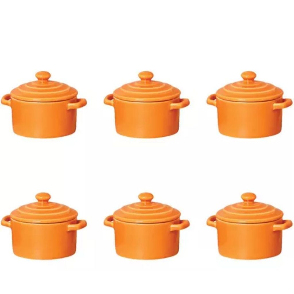 Kit 6 Mini Caçarolas Cerâmica Laranja em Oferta na Shopee