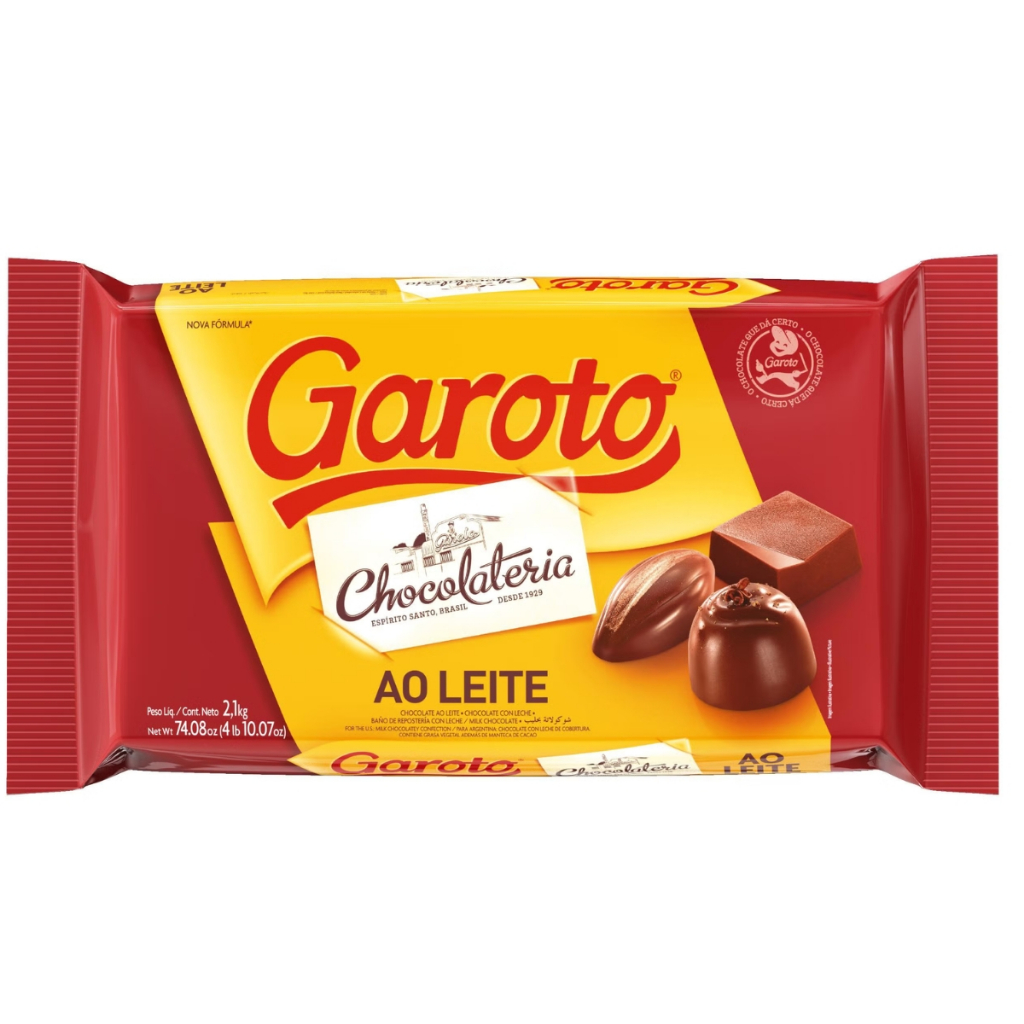 Barra de Chocolate Ao Leite Cobertura Garoto 2,1kg