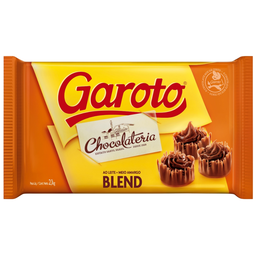 Barra de Chocolate Blend Cobertura 2,1kg - Garoto em Oferta na Shopee