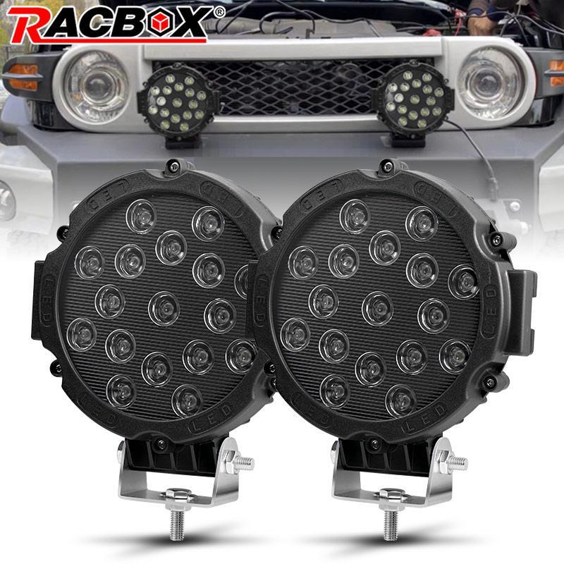 2 Farol Auxiliar DE LED Redondo 17 LED 51W 9-60V 6000K Premium Preto Off-road tr4 jimny