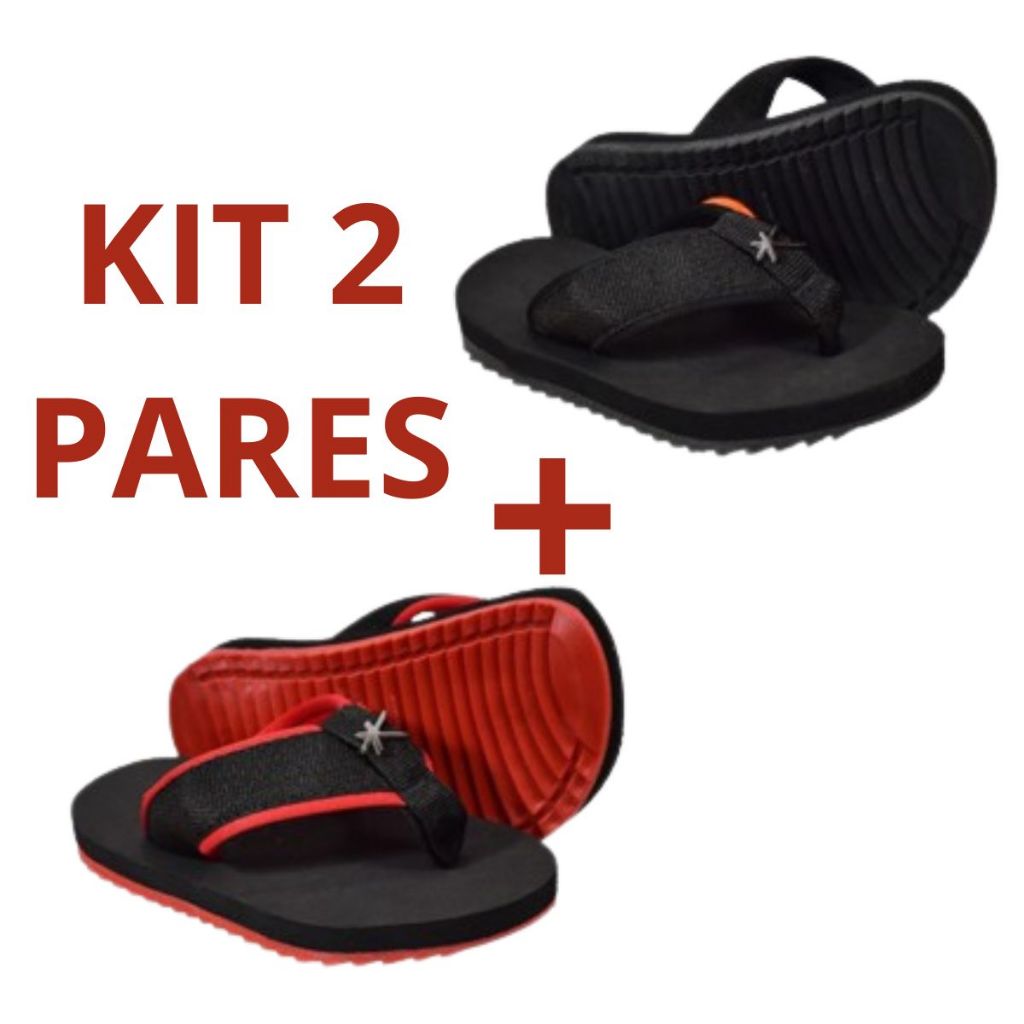Kit 2 Pares Chinelo Masculino Infantil Menino Casual Kivah 33 ao 44 Confortável Macio