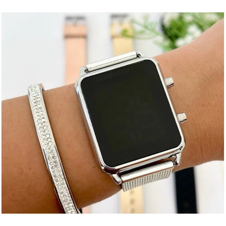 Relógio Feminino Digital Quadrado Led Luxo 2342 em Oferta na Shopee