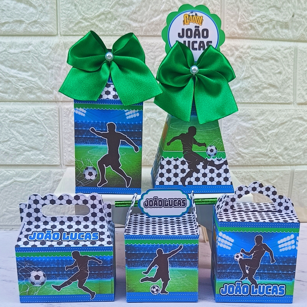 PEGUE E MONTE Kit Festa Caixas Personalizadas Futebol Lembrancinhas para Festa Infantil Caixinha Aniversário