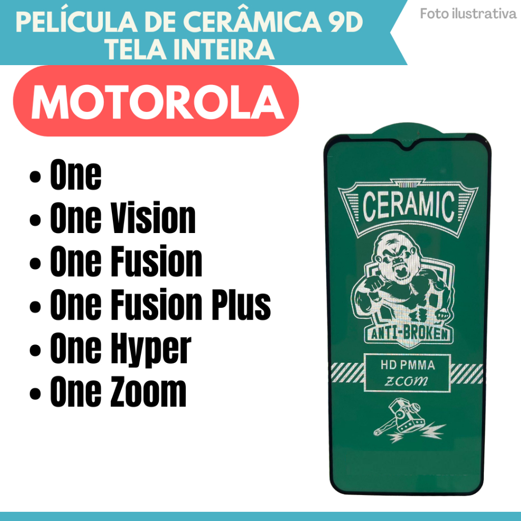 Película Cerâmica Hidrogel Flexível Para Motorola One/ One Vision/ One Fusion/ One Fusion Plus/ One Hyper/ One Zoom/ 9D
