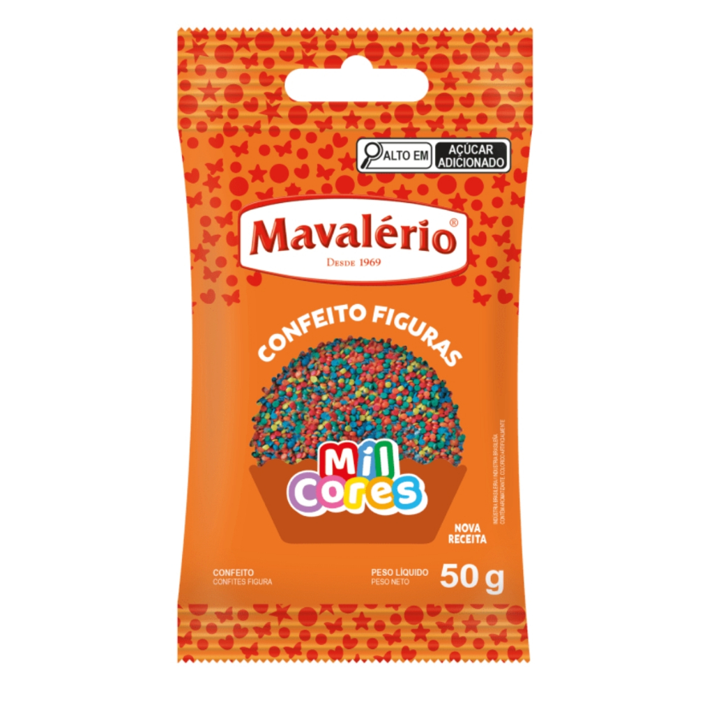 Confeito Figura Mini Confete Mil Cores 50g Mavalério