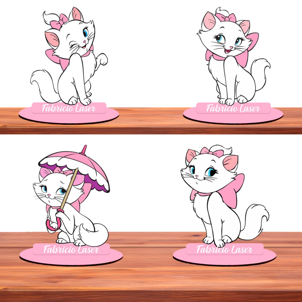 Centro De Mesa Gatinha Marie Personalizado Nome e Idade 10 cm Lembrancinha Aniversário Display Tema em Oferta na Shopee