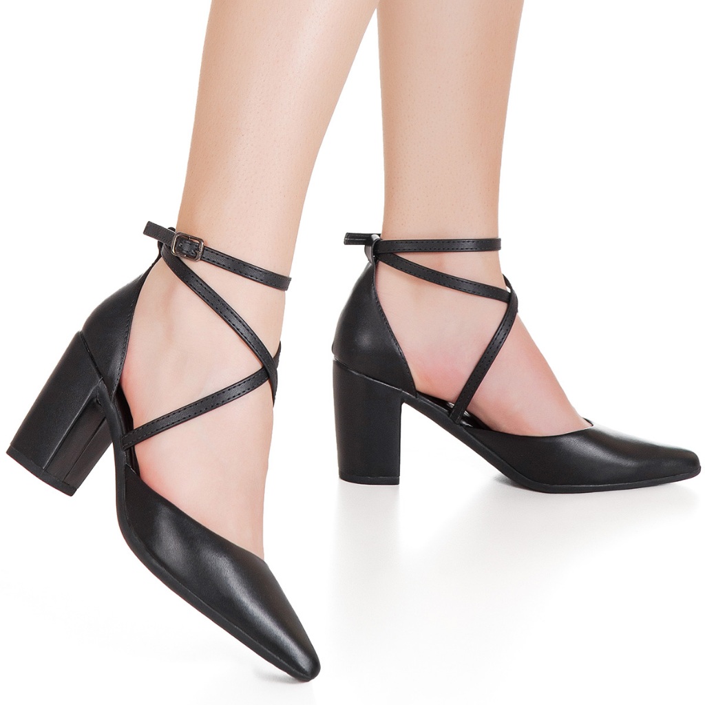 Sapato Feminino Scarpin Tiras Cruzadas Salto Alto Grosso Original GiGiL - Women Shoes