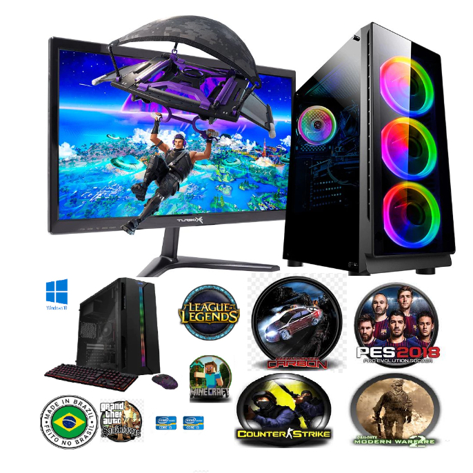 computador I3 gamer completo 8g ssd128g+hd500g monitor 19'' autocad corel photoshop ET LOL cs ROBLOX