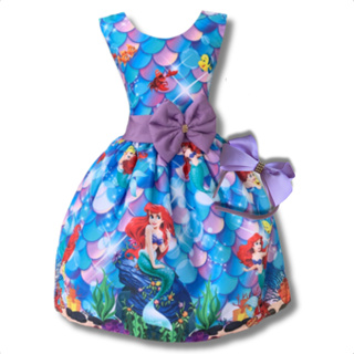 Vestido Infantil Temático Ariel Pele De Sereia Luxo em Oferta na Shopee