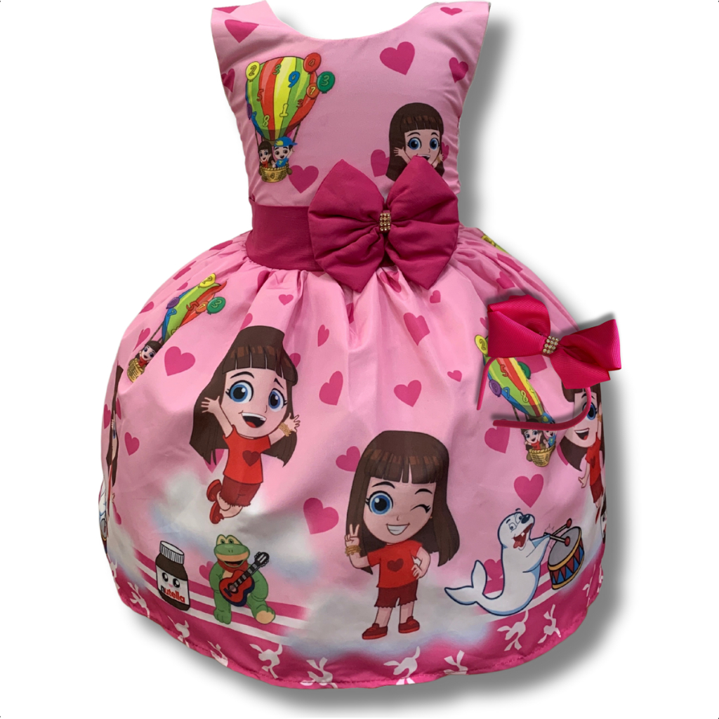 Vestido Infantil Menina Gi E Lucas Neto Aventureiros