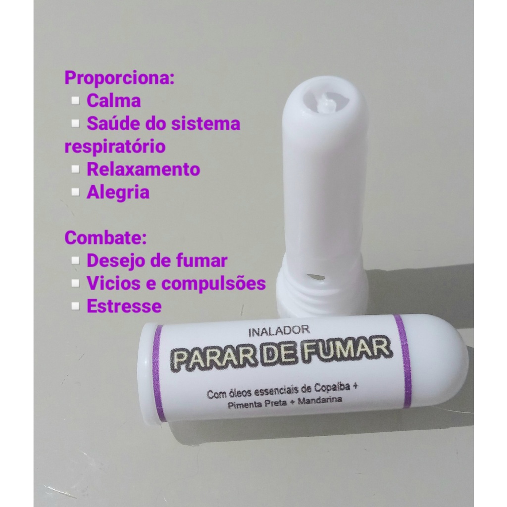 Inalador Nasal Natural de Aromaterapia com Óleos Essenciais que auxiliam a Parar de Fumar / Antitabagismo