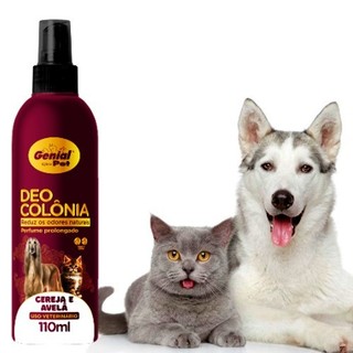 Perfume Colônia Para Cachorro E Gato Genial Pet Cereja e Avelã Spray Fêmea Macho 110 Ml