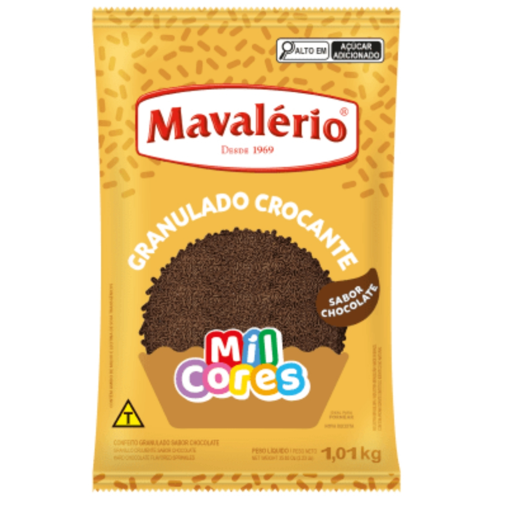 Granulado Crocante Chocolate Mil Cores 1,01kg Mavalério em Oferta na Shopee