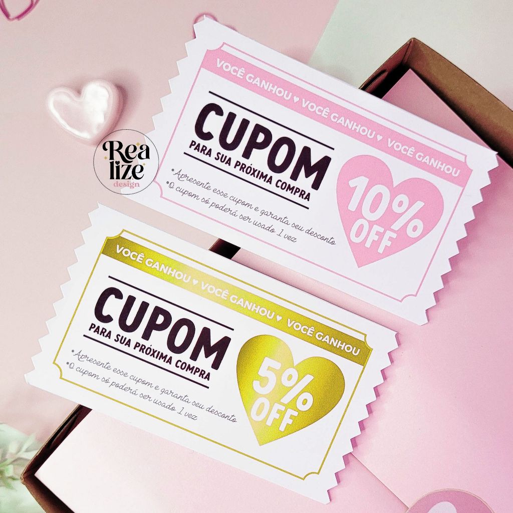 Cartão vale desconto │ Cupom de desconto 5% ou 10%  - 50un em Oferta na Shopee