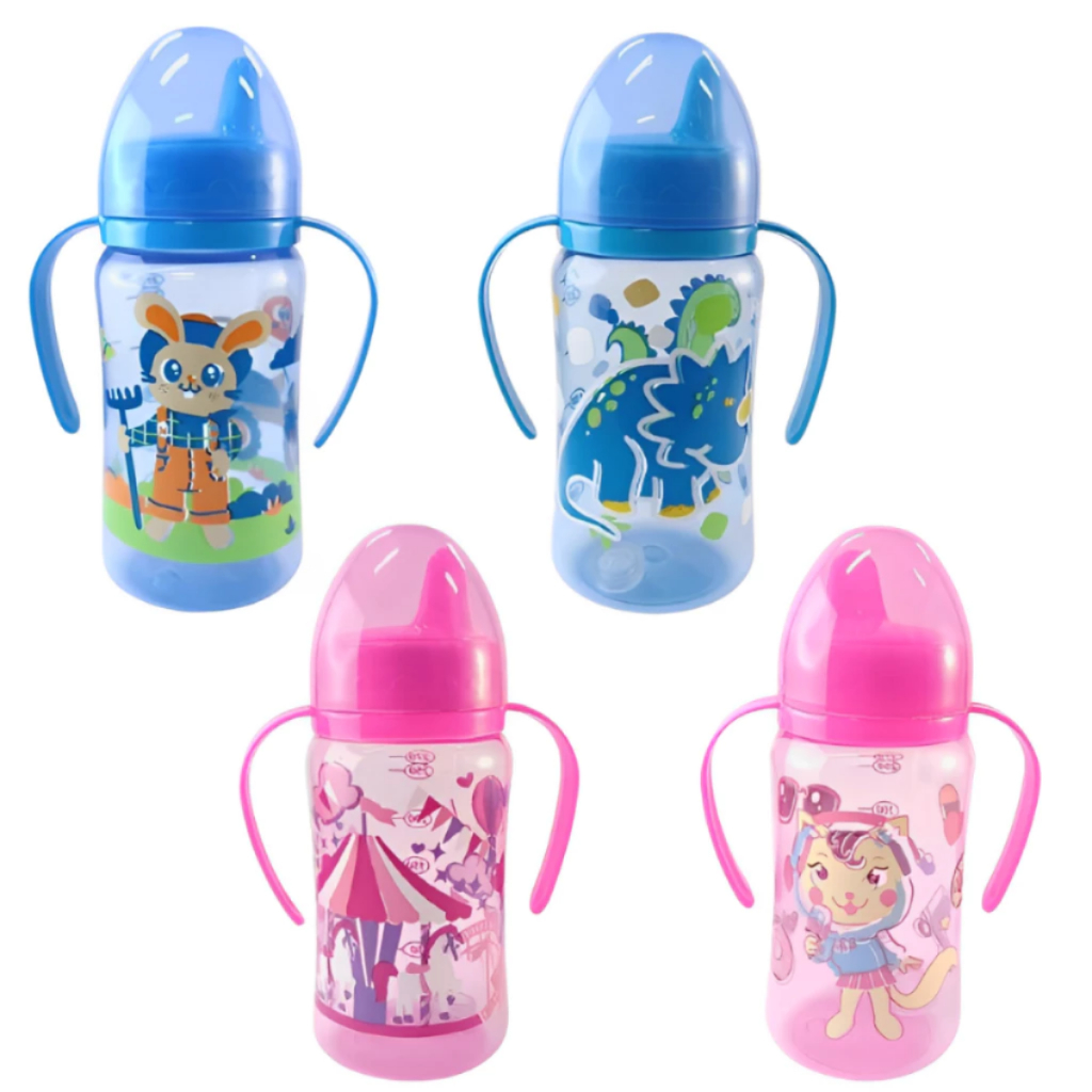 Kit 2 Copo Treinamento 270ml com Alça Bico Rigido Válvula Redutora  - Azul e Rosa em Oferta na Shopee