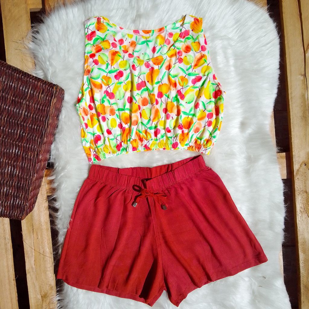 Conjunto Feminino Blogueirinha infanto-juvenil 8 a 16 anos e feminino p menina blusa short feminino