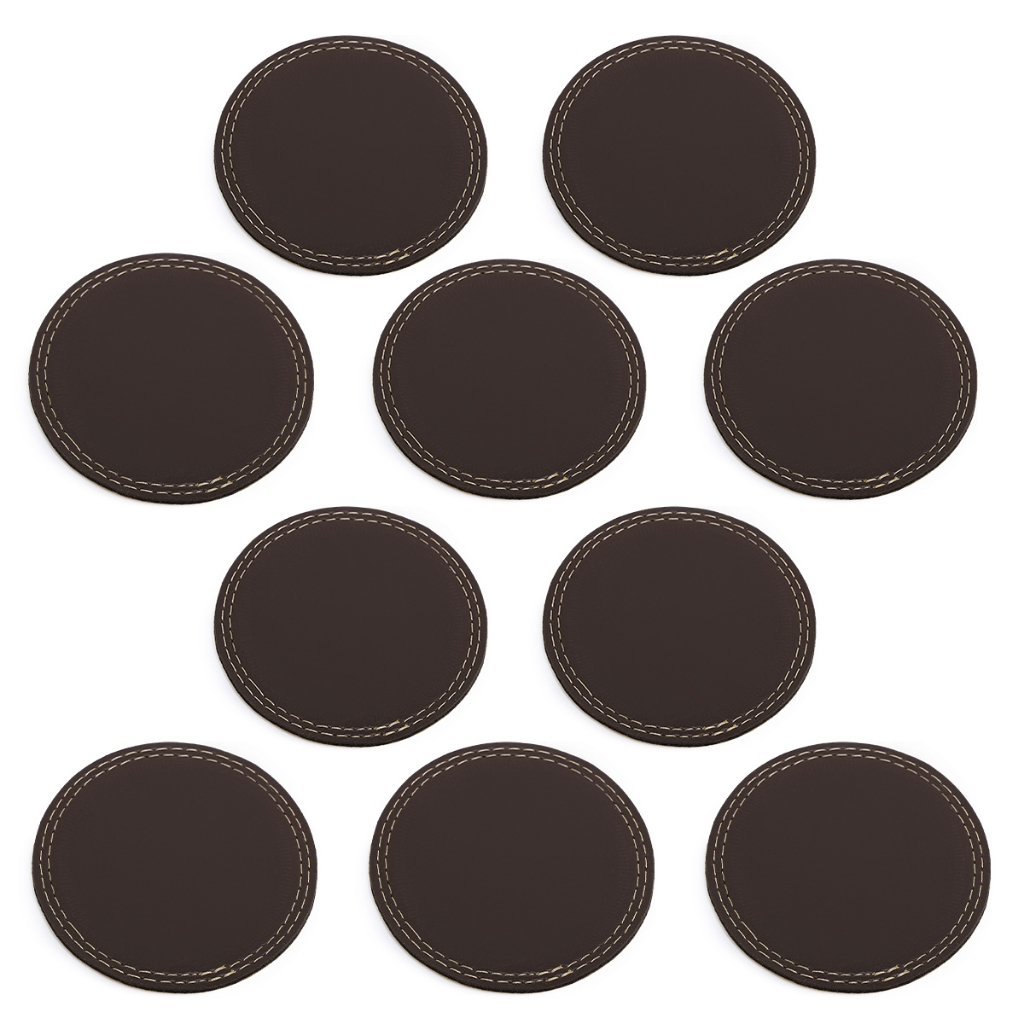 Kit 10 Porta Copo Bolacha Em Couro Ecológico Descanso De Copo em Oferta na Shopee