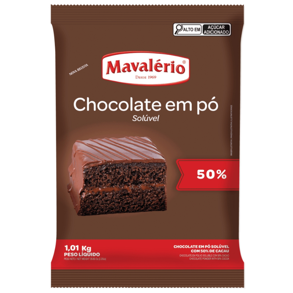 Chocolate em Pó Solúvel 50% Cacau 1,01kg Mavalério em Oferta na Shopee