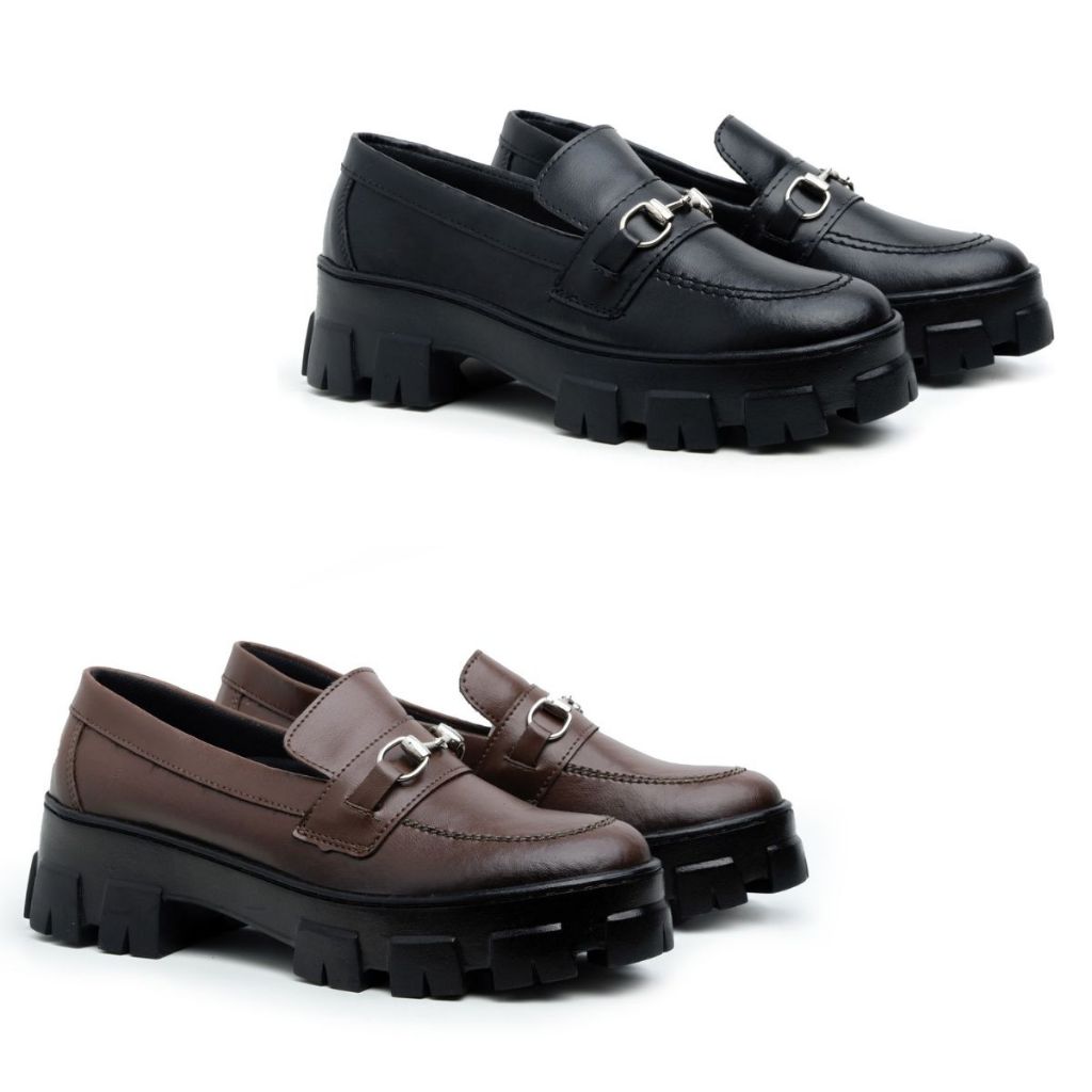 Mocassim Feminino Tratorado Loafer Casual Passeio Plataforma Blogueira Confortável Lindo