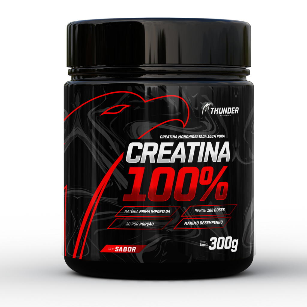 Creatina Monohidratada 100% Pura Pote 300g com laudo Thunder Nutrition - Rende 100 doses