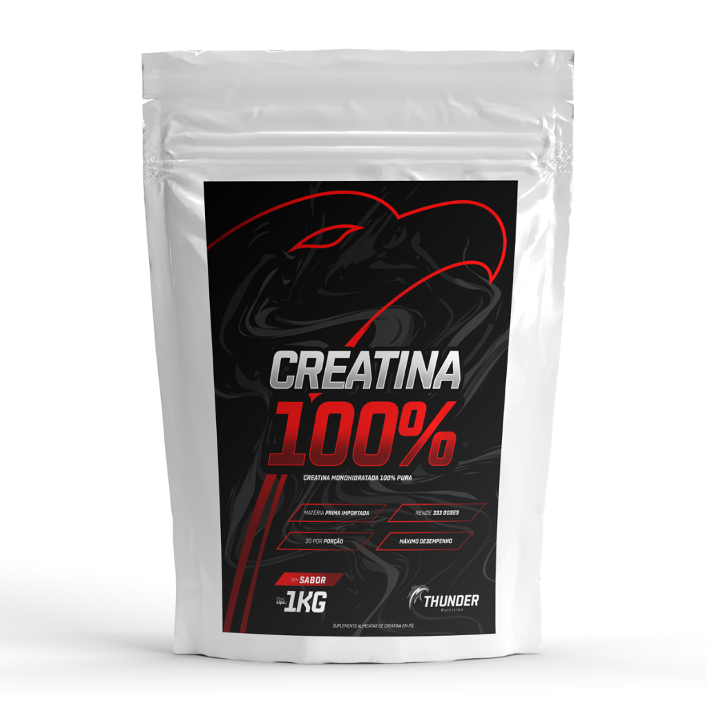 Creatina Monohidratada 100% Pura 1kg com laudo Thunder Nutrition - Rende 333 doses - Matéria Prima Importada