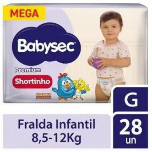 Fralda Calça Babysec Premium Mega Galinha Pintadinha Shortinho Pants Tamanho G