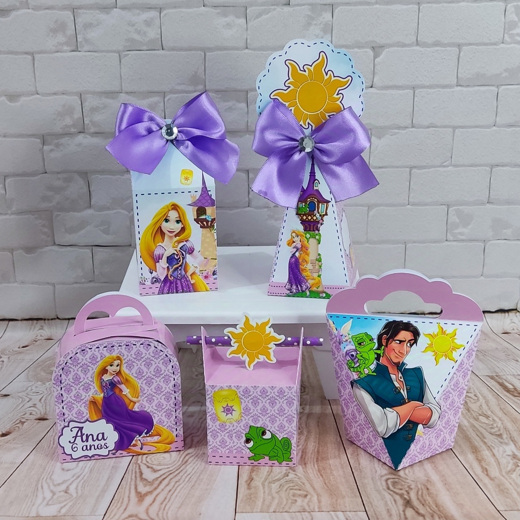 Kit Personalizados Caixinhas RAPUNZEL-ENROLADOS Lembrancinhas Aniversario-festa PEGUE E MONTE