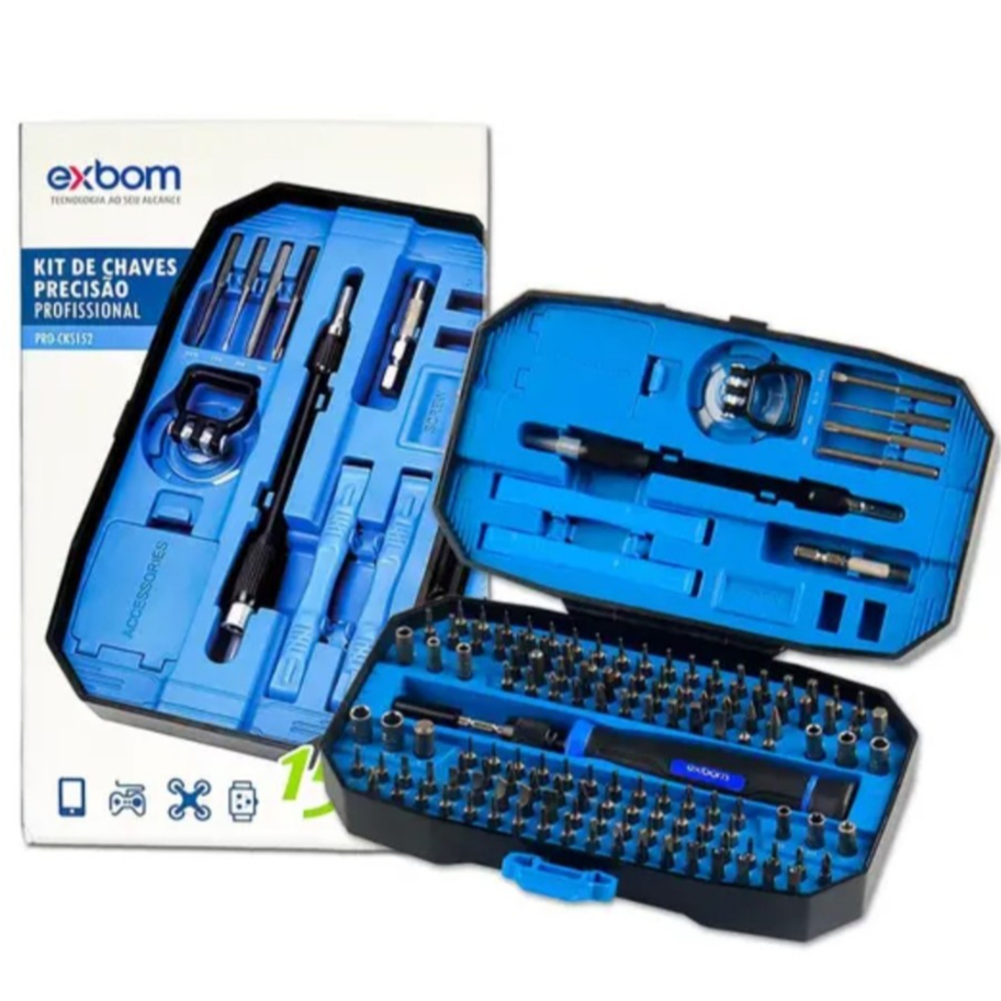 Kit Chaves De Precisão Magnético Profissional 152 Em 1 Com Estojo E Ventosa PRO-CKS152 EXBOM