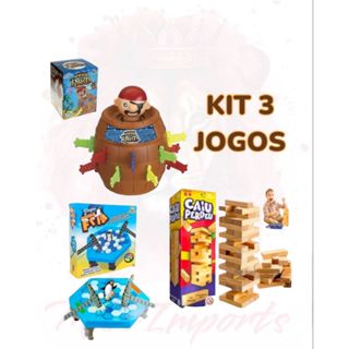 Kit  3 Jogos Caiu Perdeu Pula Barril e Quebra Gelo Divertido Menino e Menina em Oferta na Shopee