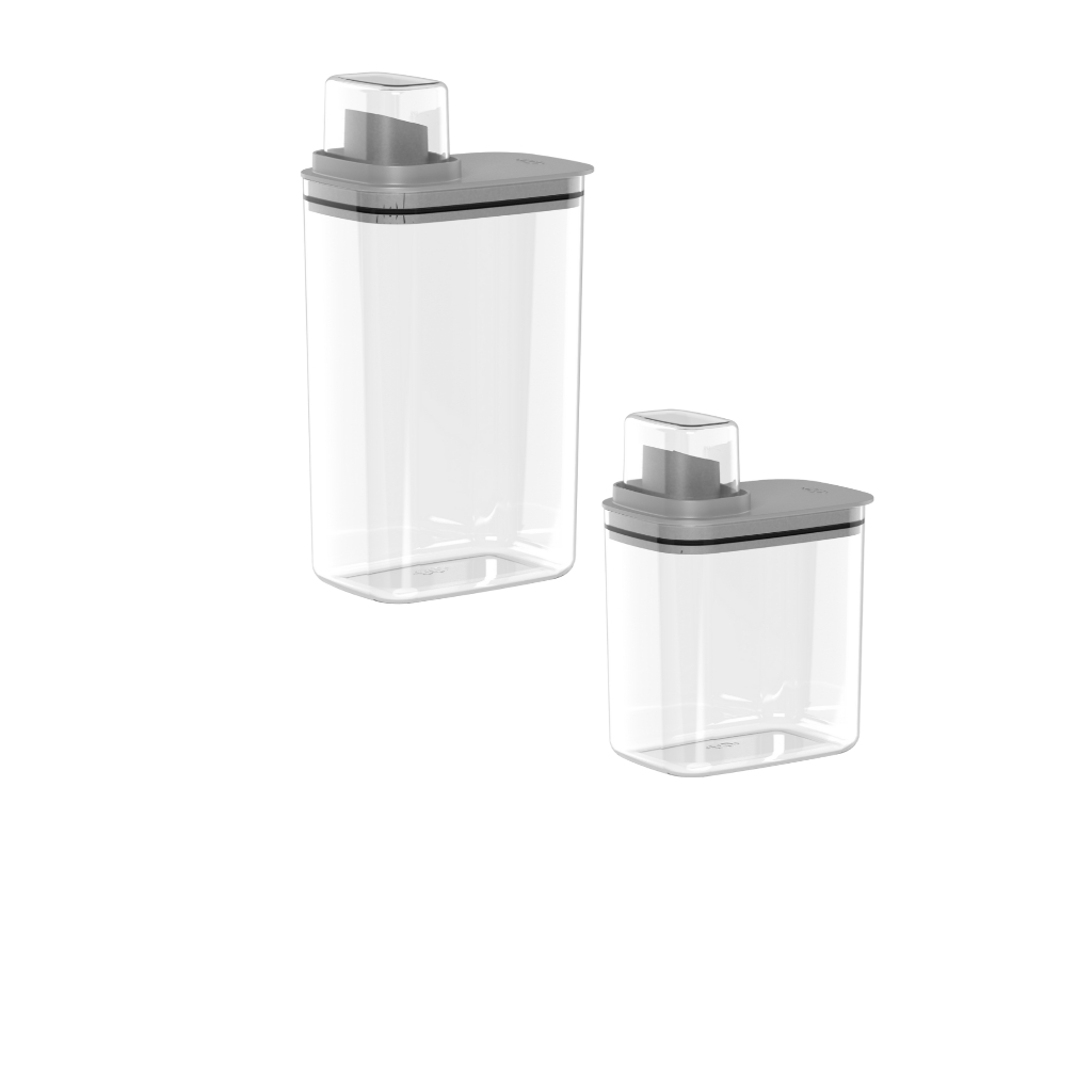 Kit Dispenser Organizador Lavanderia 2,3 litros + 1,5 Litros Acrílico (AMACIANTE, SABÃO EM...