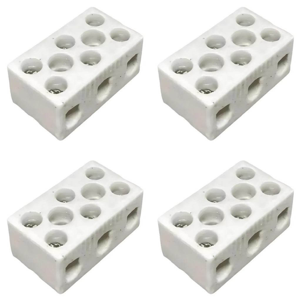 Kit 4 Conectores De Porcelana Cerâmica Chuveiro Tripolar 10mm