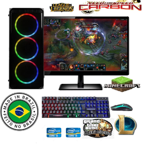 computador gamer i5 16gb completo ssd128g+hd500g + monitor+wifi autocad cs et2 lol gta5 mine Roblox