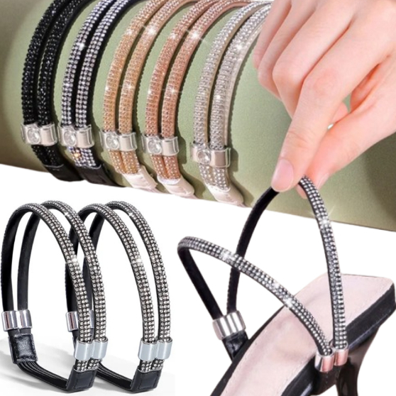 renda de sapatos salto alto sandalia brilho strass cinto feminino alças elástico segura tornozelo
