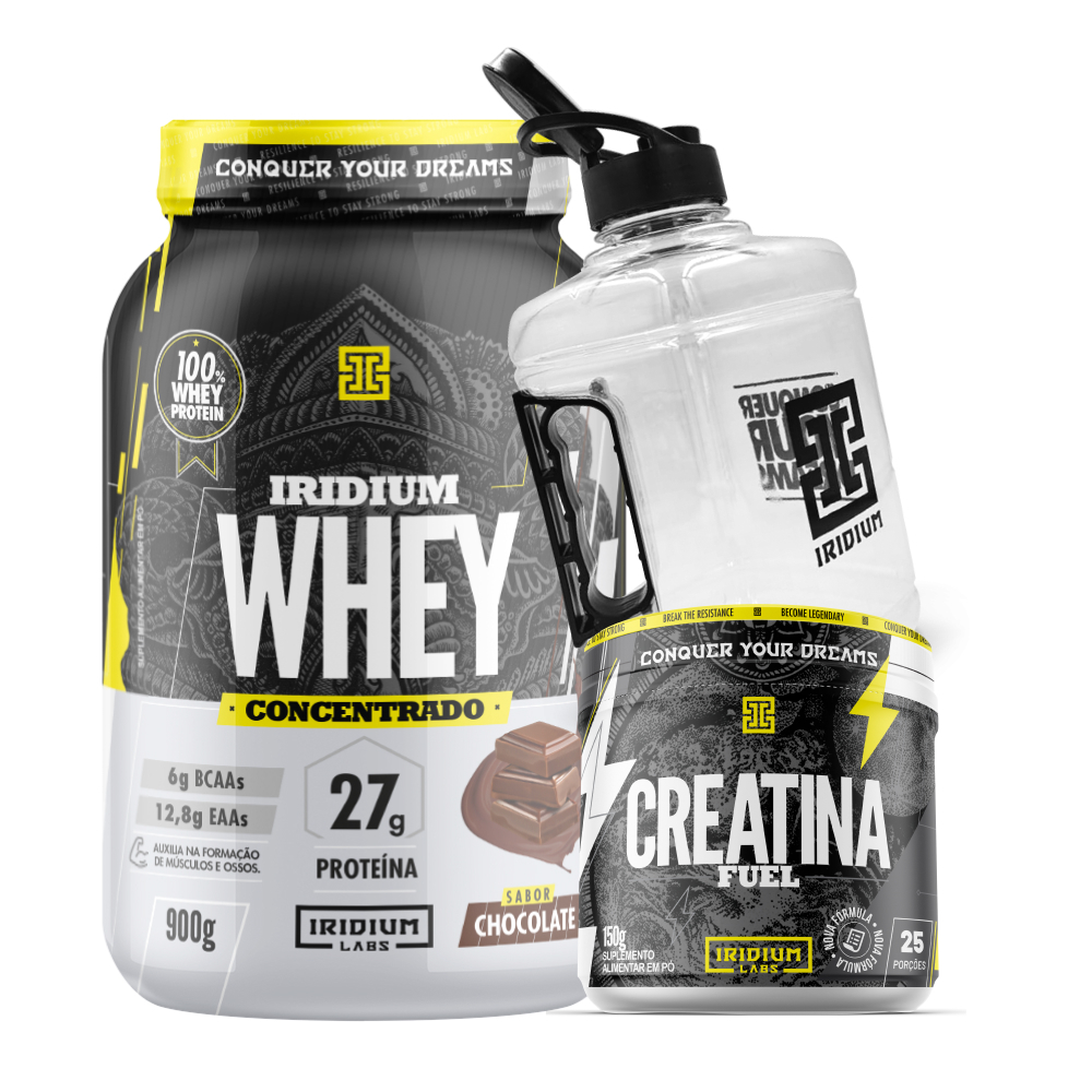 Kit Whey Protein Concentrado + Creatina Fuel Monohidratada 150g + Galão 1,5L- Iridium Labs em Oferta na Shopee