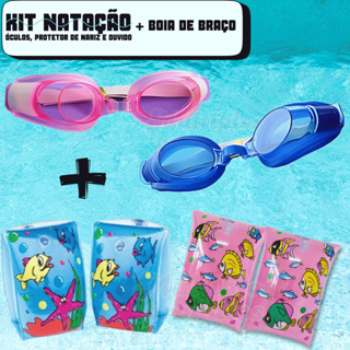 Kit Boia de Braço Com Óculos de Natação Infantil Mergulho Cores Variadas em Oferta na Shopee